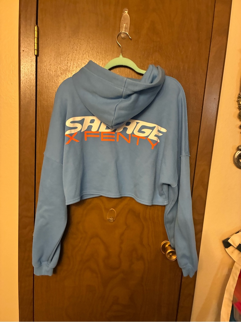 Savage X Fenty Light Blue Hoodie with Embroidered Patch - Picture 2 of 8